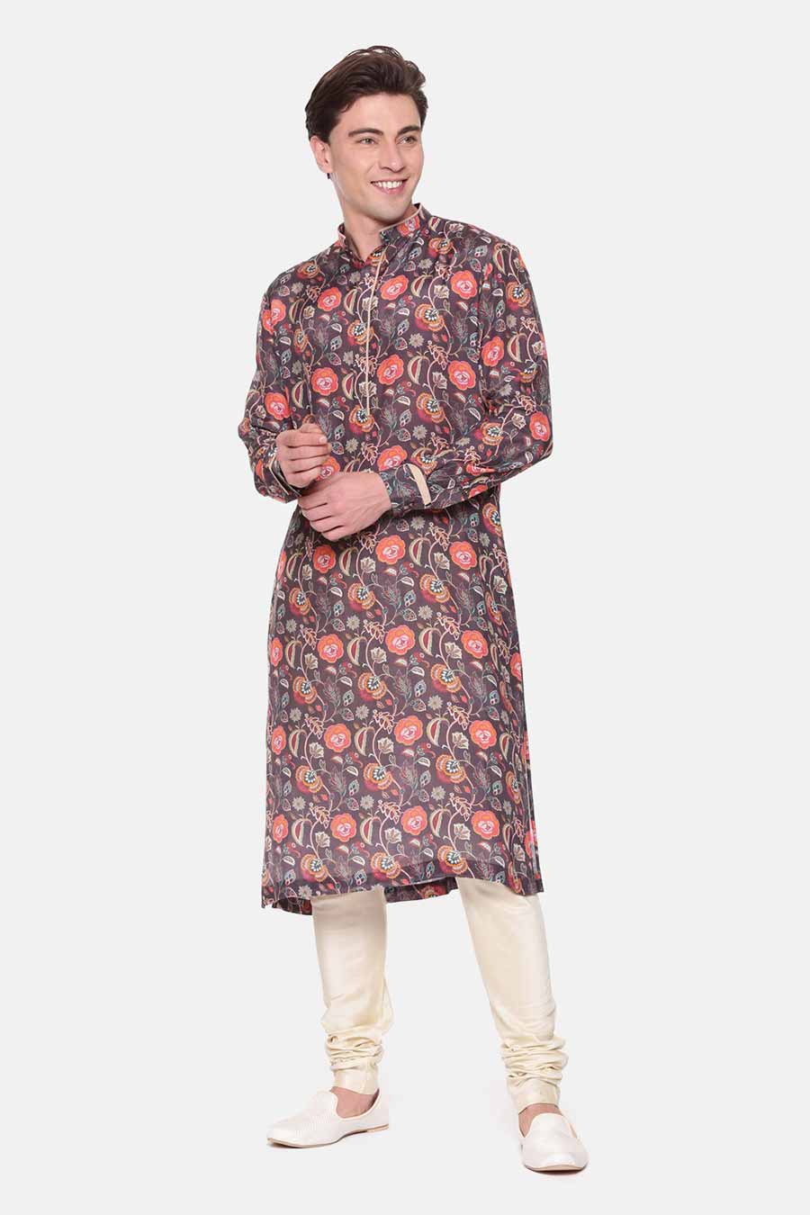 Brown Printed Kurta Set
