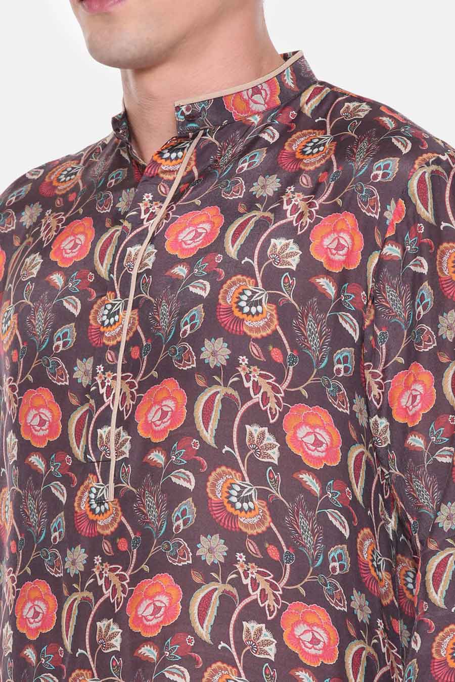 Brown Printed Kurta Set