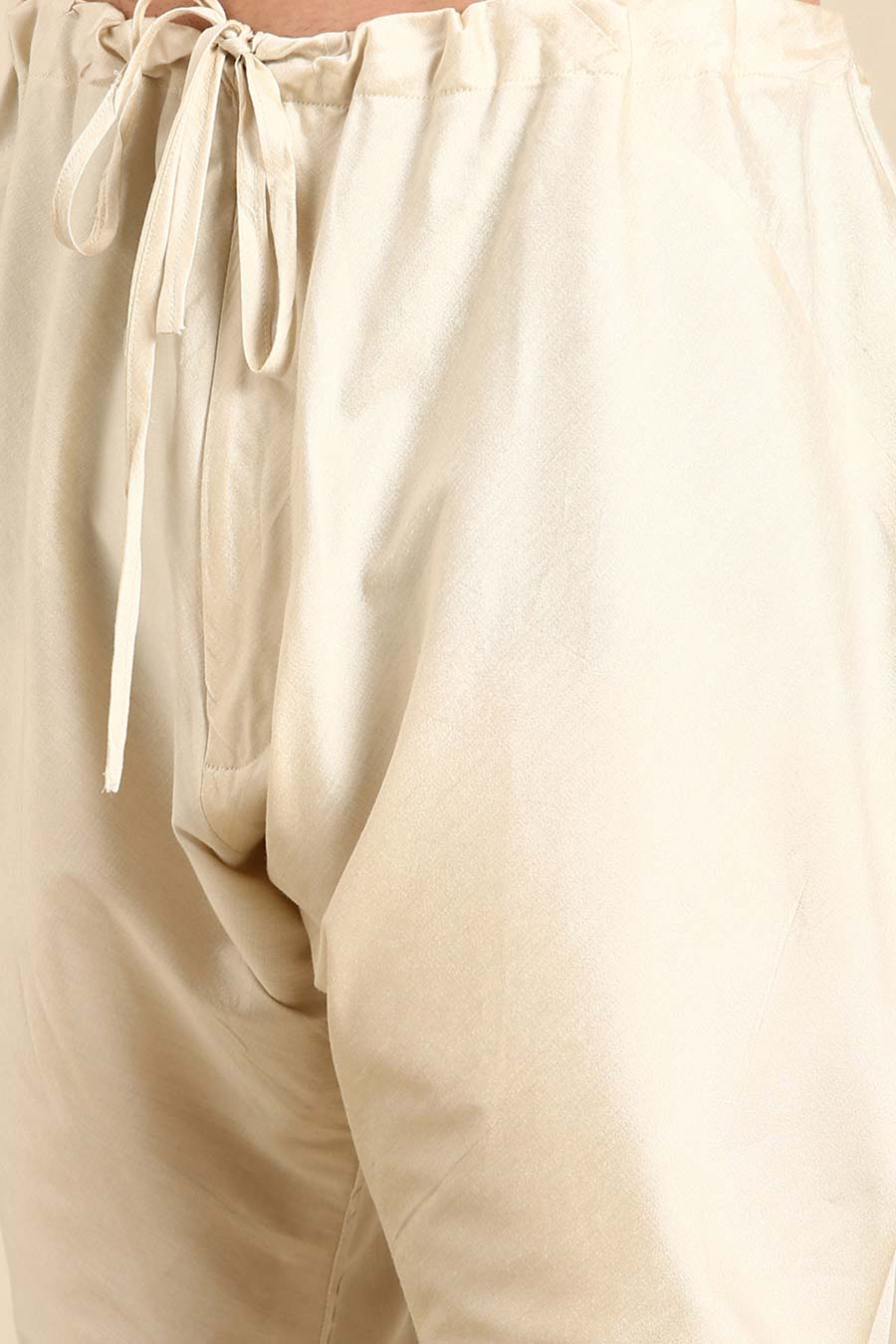 Ivory Jacquard Panelled Kurta Set