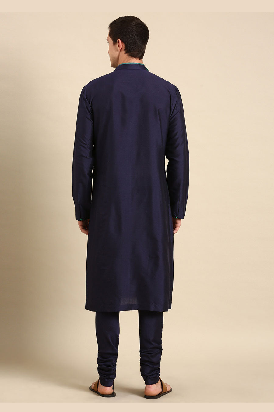 Blue & Green Jacquard Panel Kurta Set