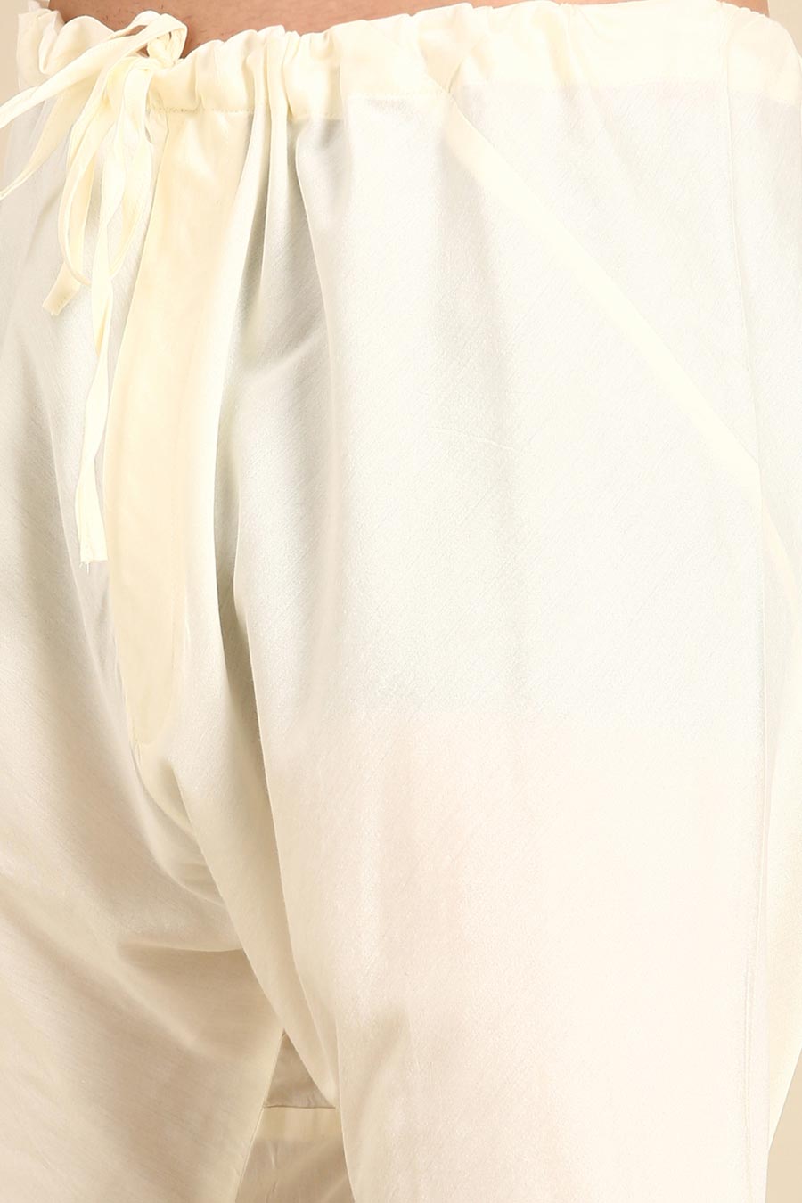 Cream & Green Jacquard Panel Kurta Set