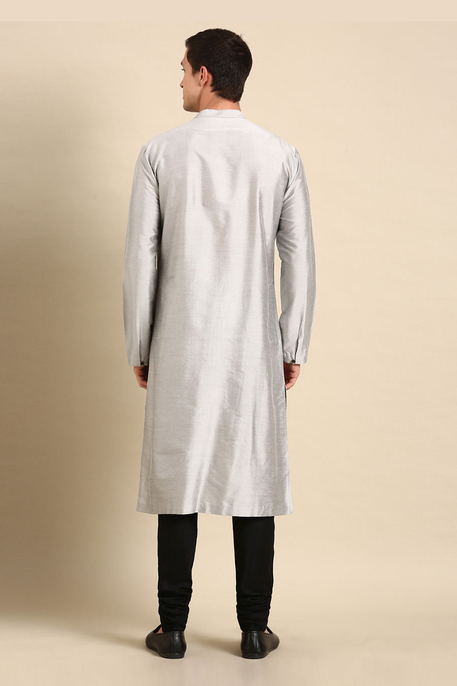 Grey Printed Panel Kurta Set