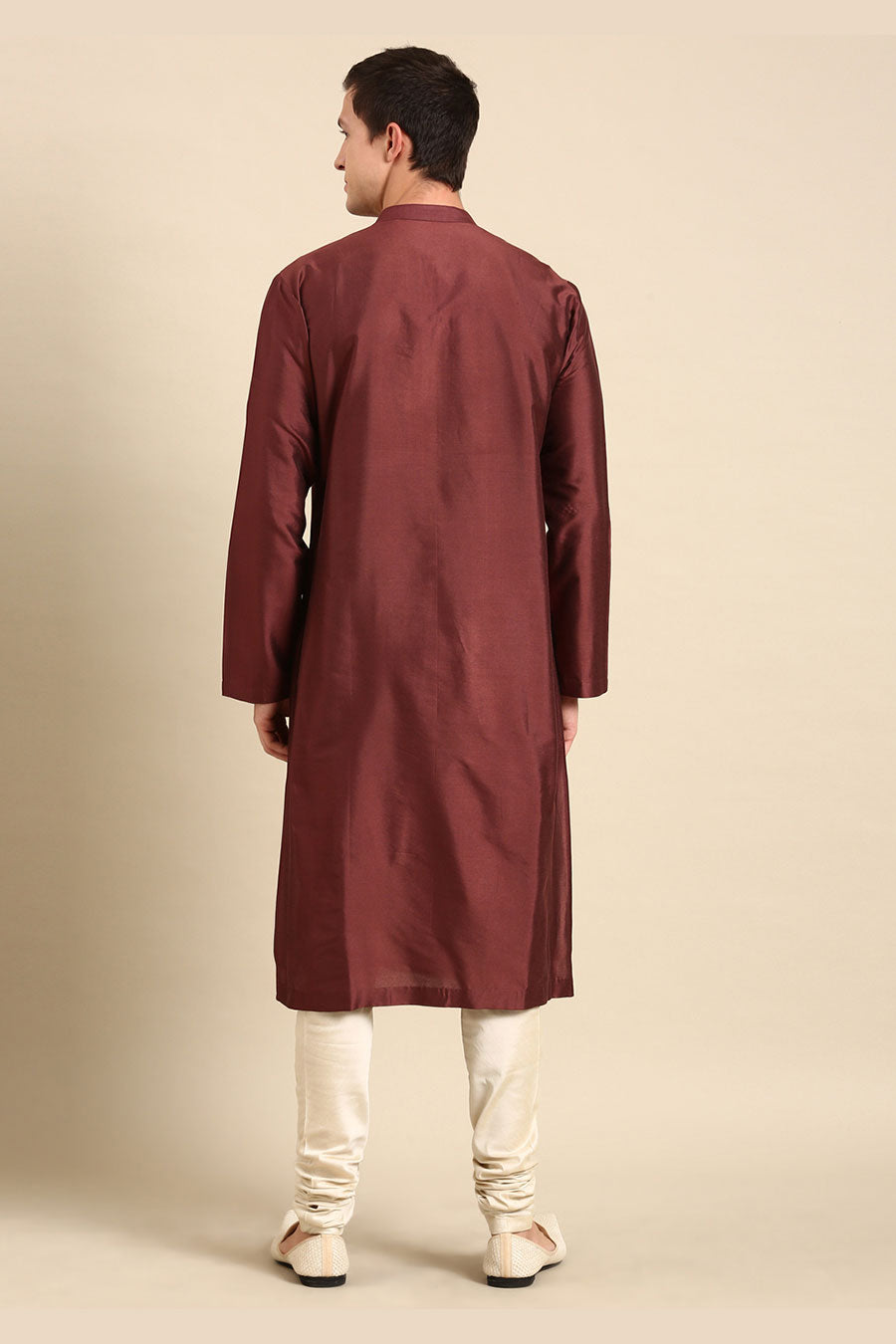 Brown & Cream Printed Panel Kurta Set