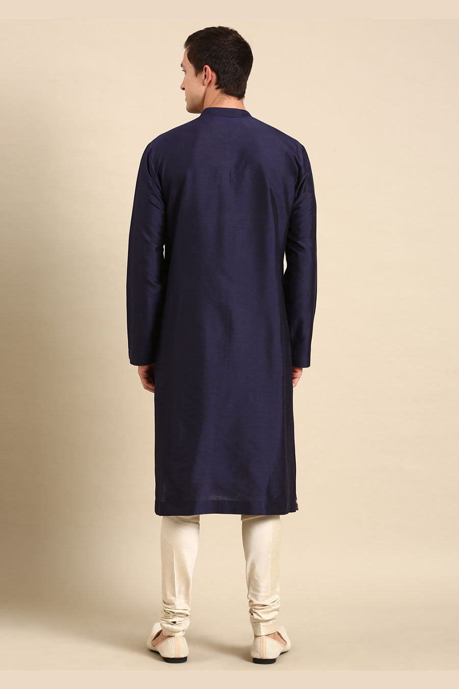 Blue & Peach Printed Panel Kurta Set
