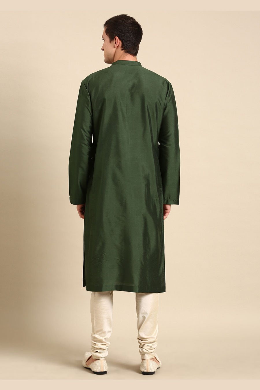 Green & Beige Printed Panel Kurta Set