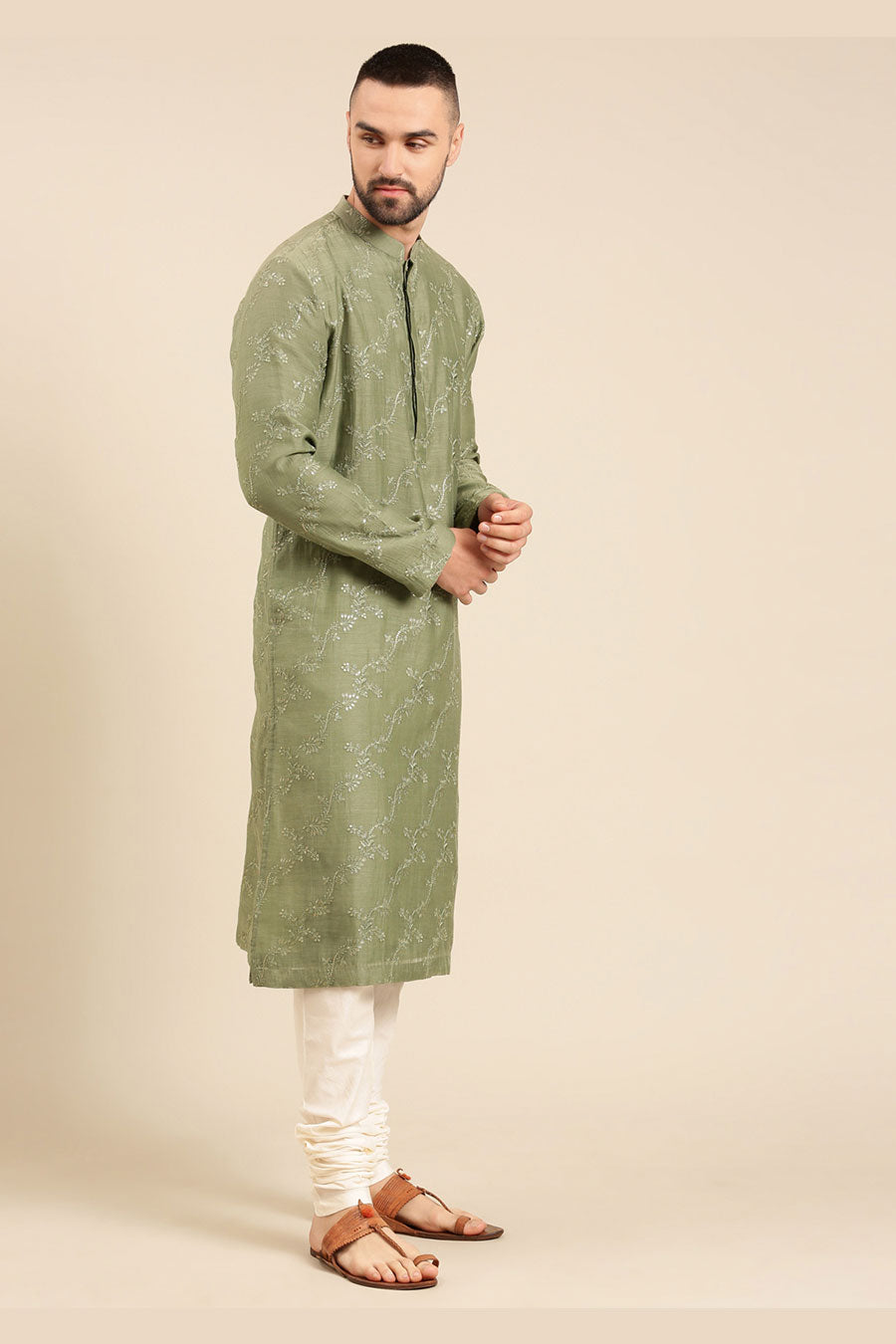 Green Embroidered Kurta Set