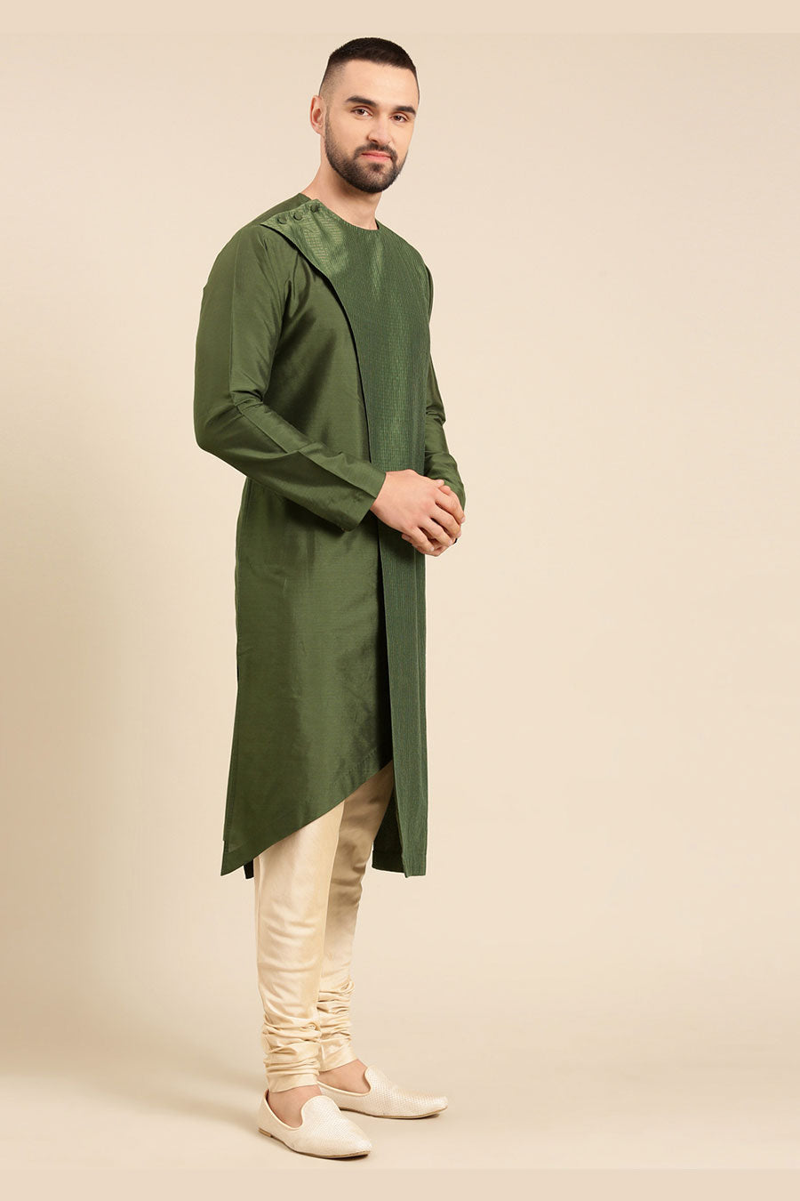 Green Kota Panelled Kurta Set