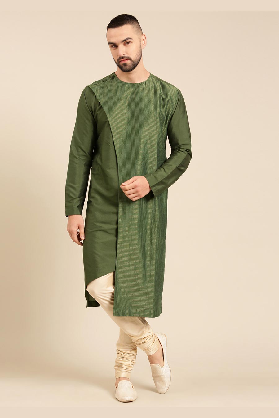 Green Kota Panelled Kurta Set