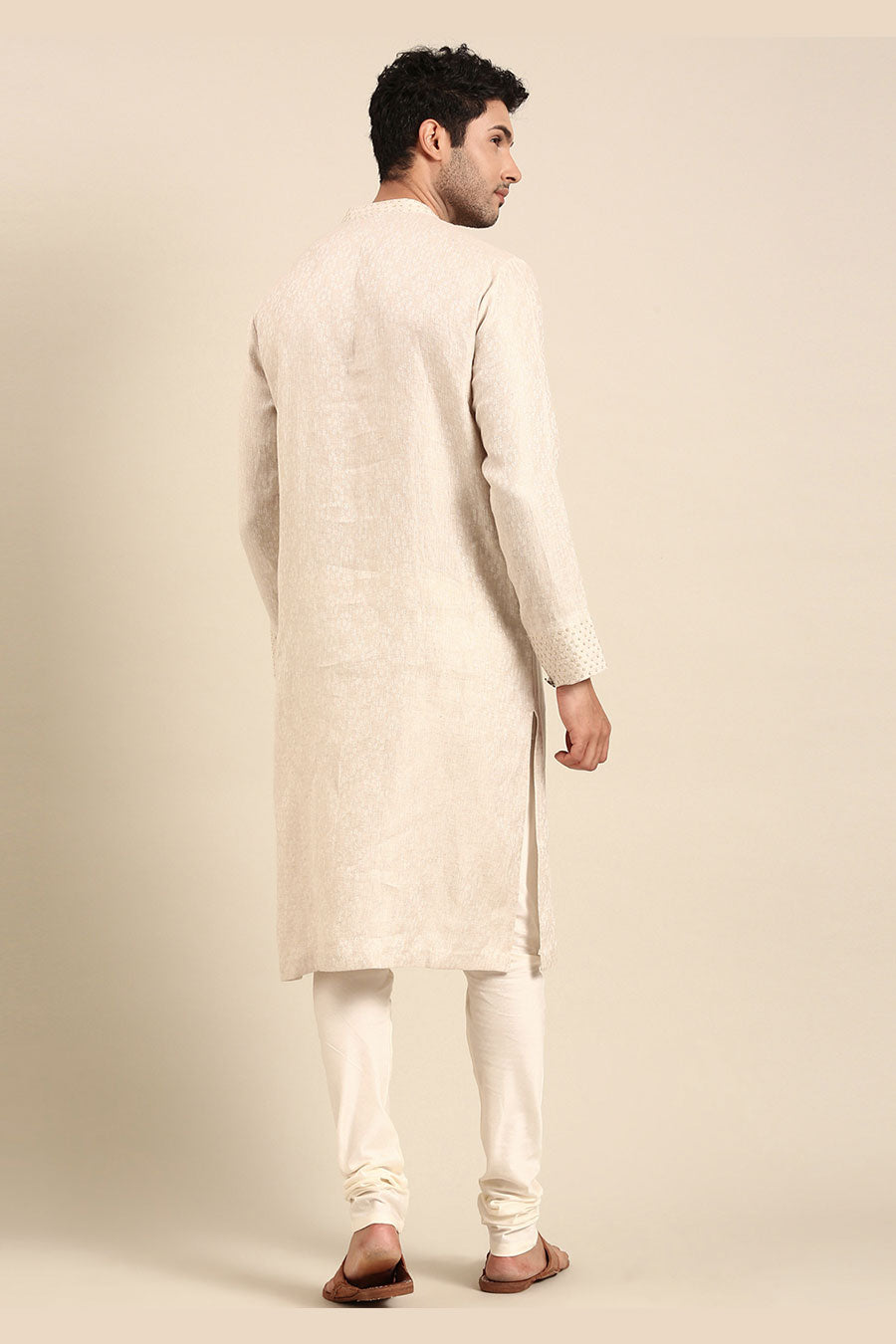 Beige Linen Kurta Set