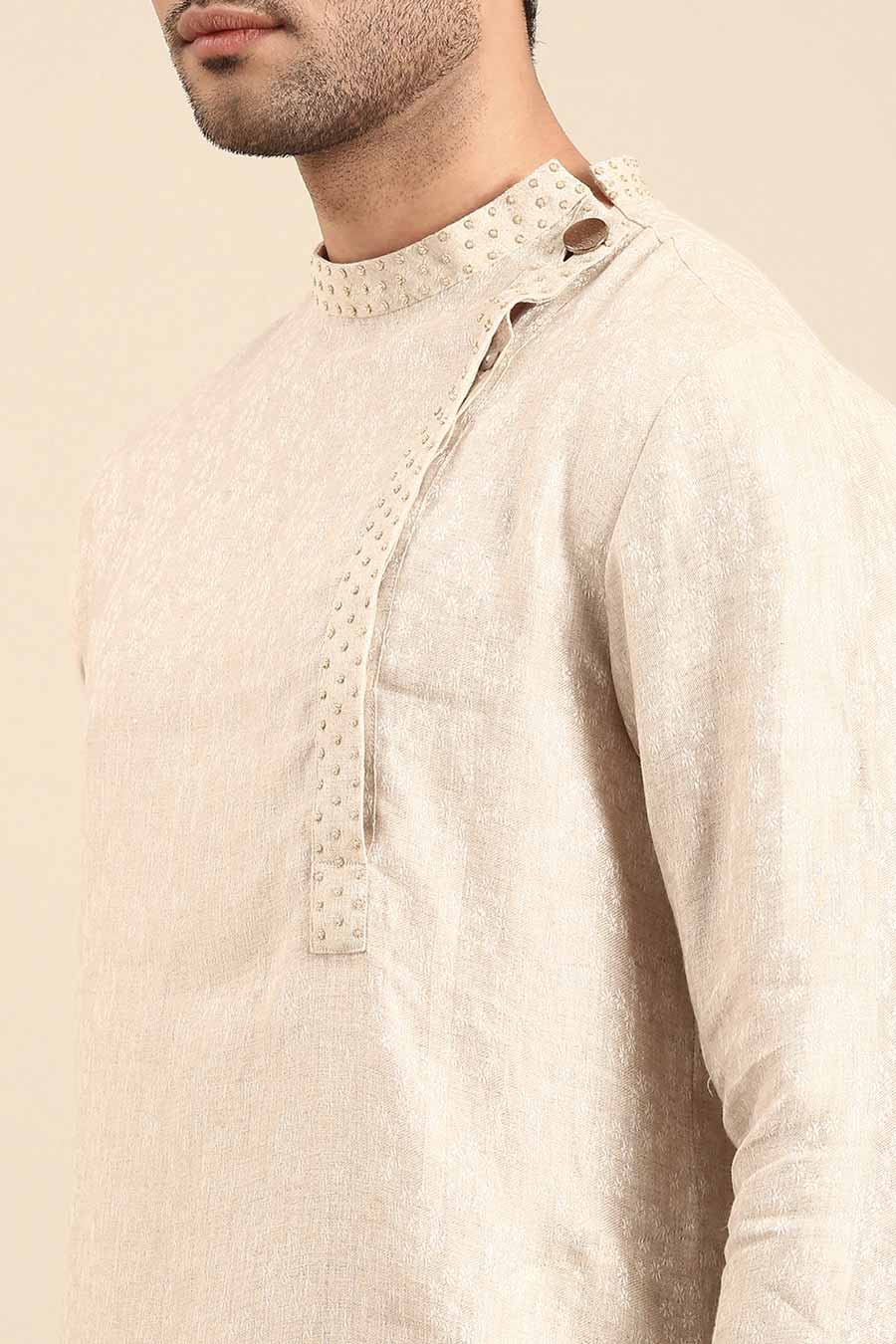 Beige Linen Kurta Set