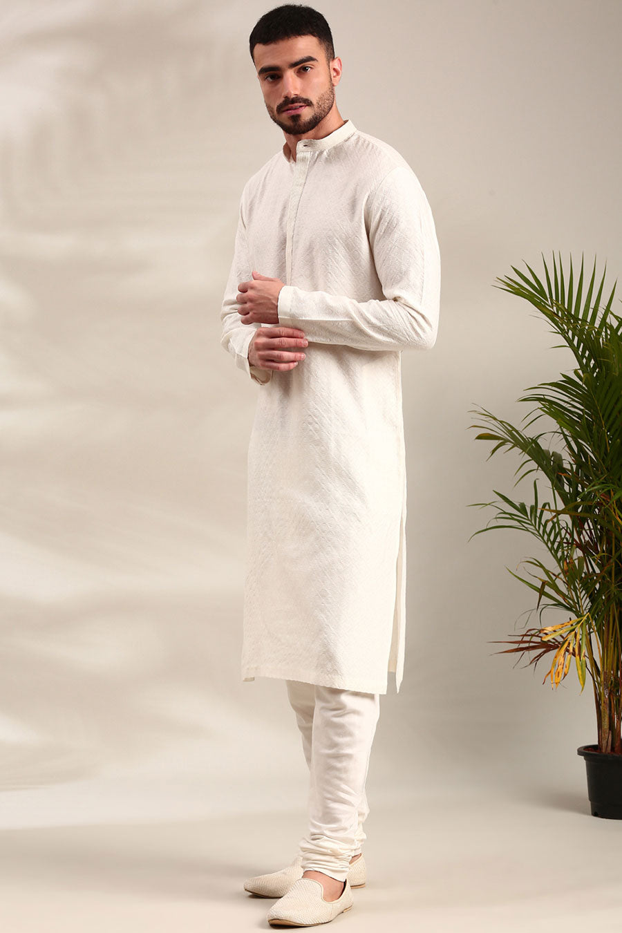Ivory Jacquard Kurta Set