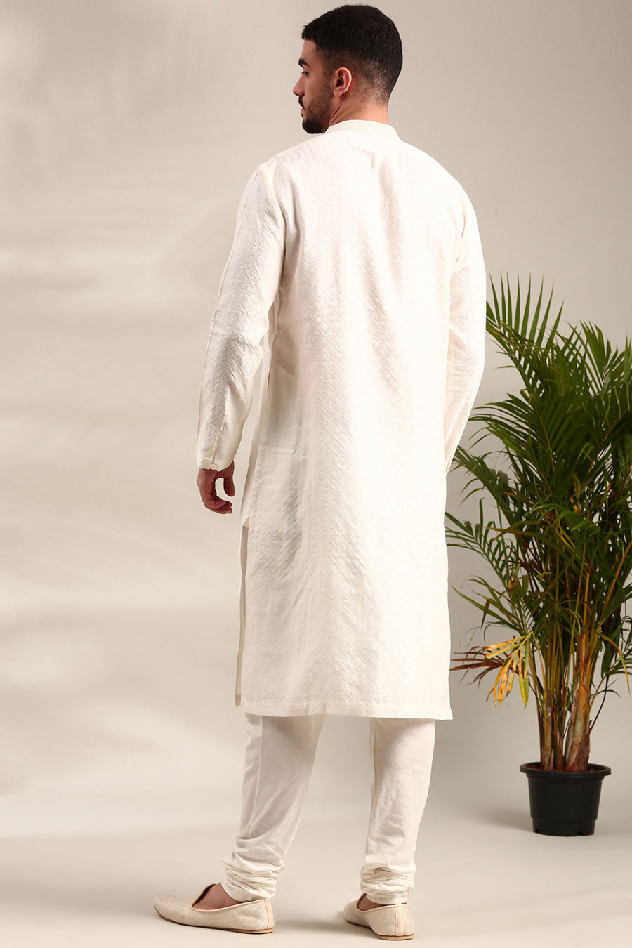Ivory Jacquard Kurta Set