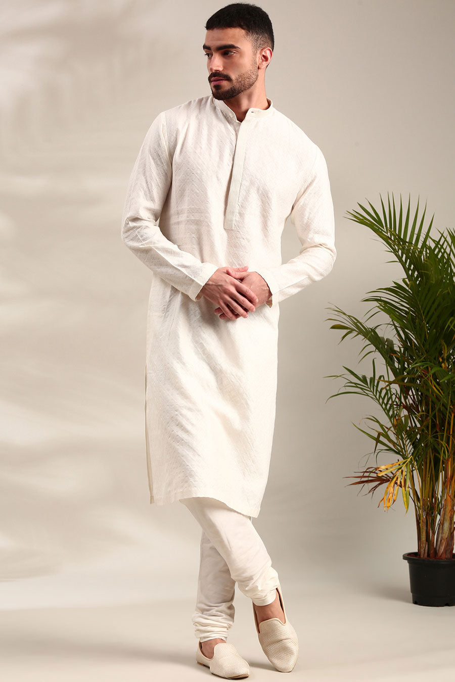Ivory Jacquard Kurta Set