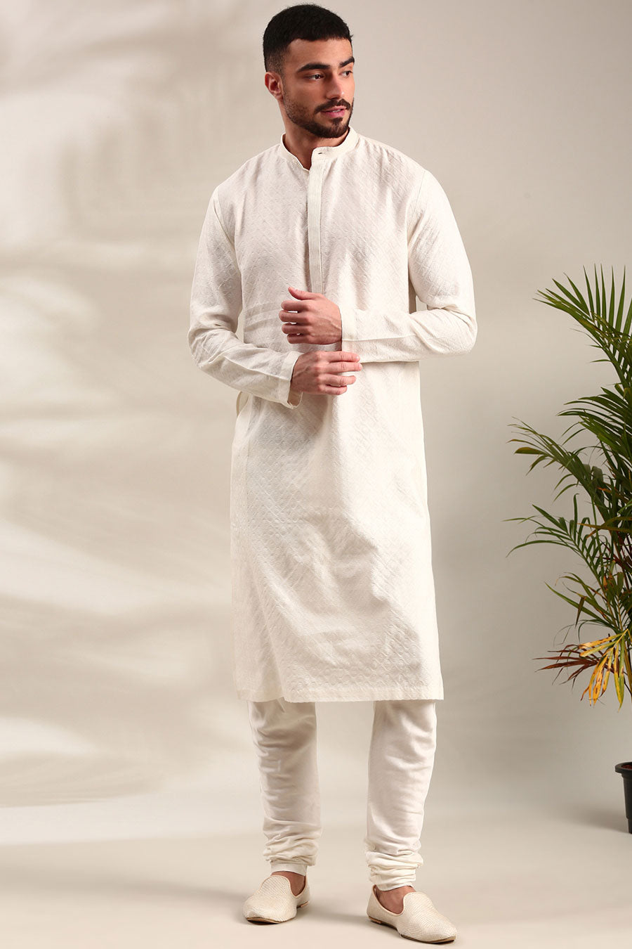 Ivory Jacquard Kurta Set