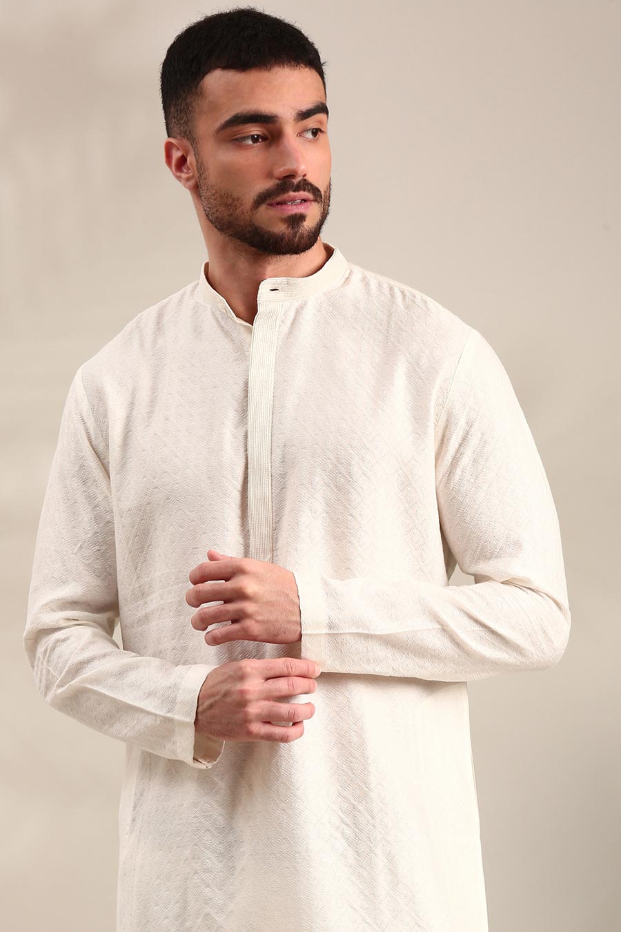 Ivory Jacquard Kurta Set