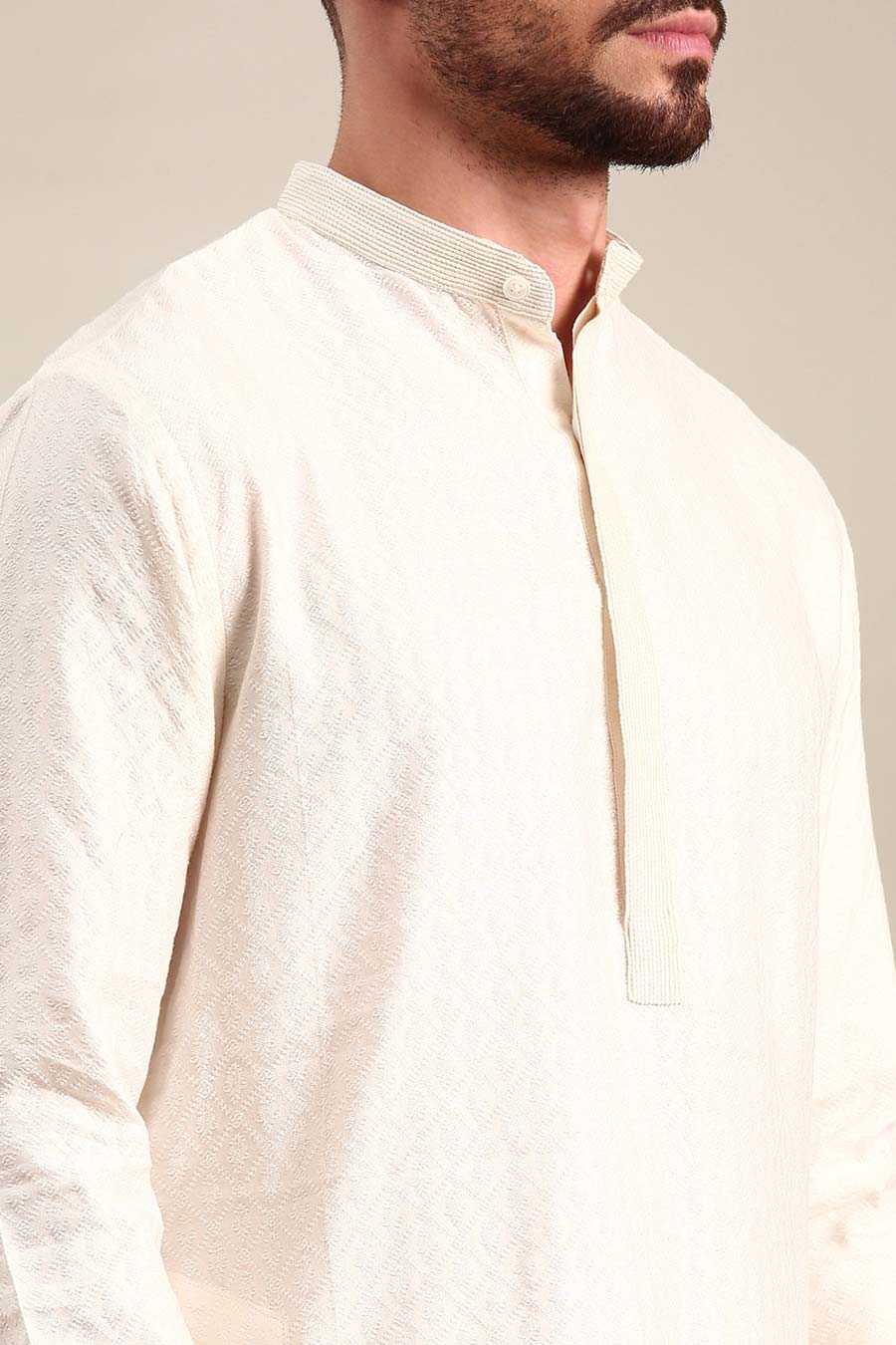 Ivory Jacquard Kurta Set