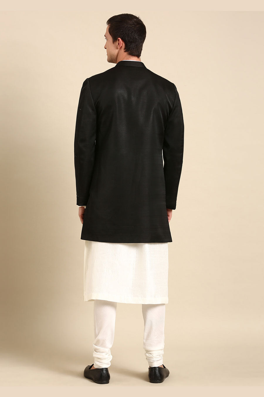 Black Mirror Embroidered Long Open Jacket