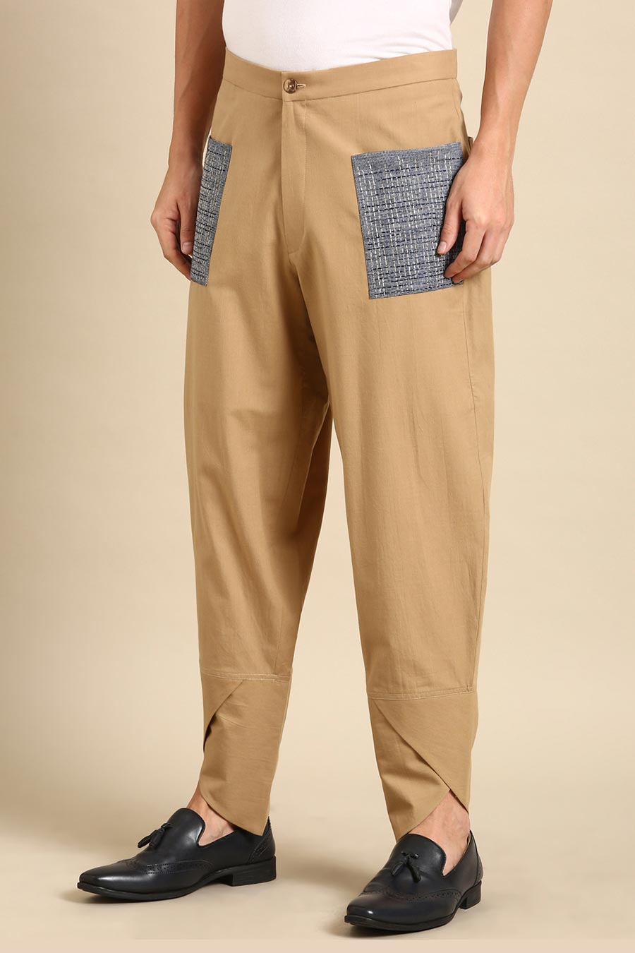 Beige Patch Pocket Pants