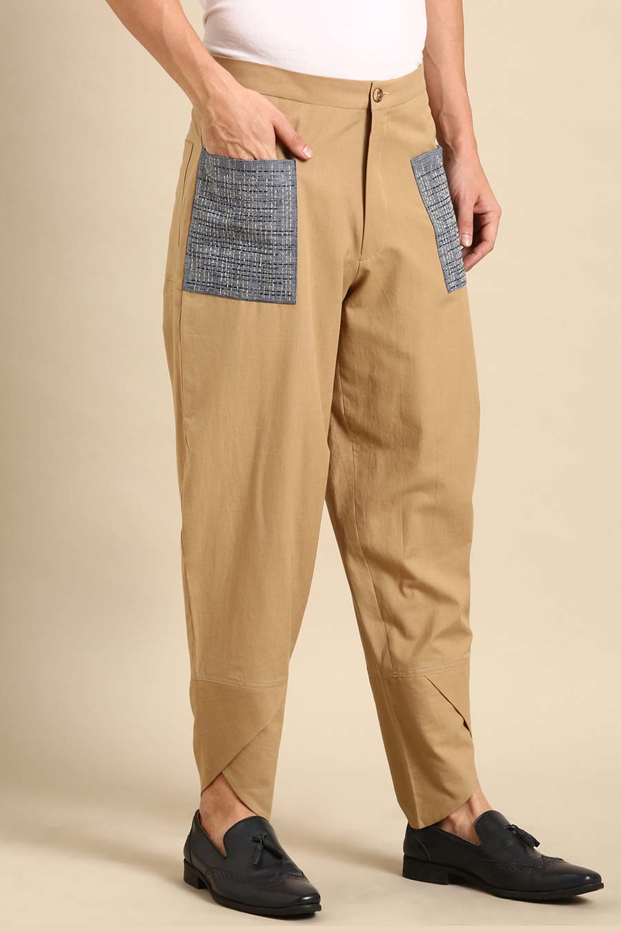 Beige Patch Pocket Pants