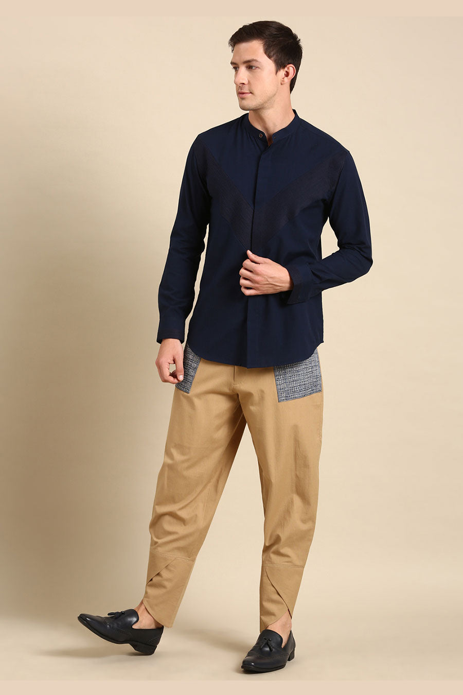 Beige Patch Pocket Pants