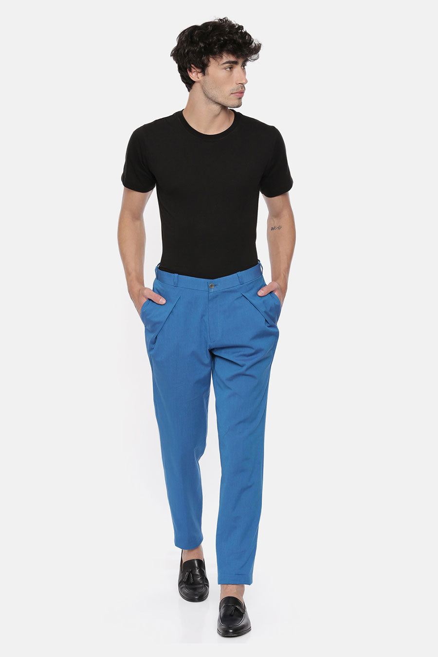 Aqua Blue Pleated Trouser