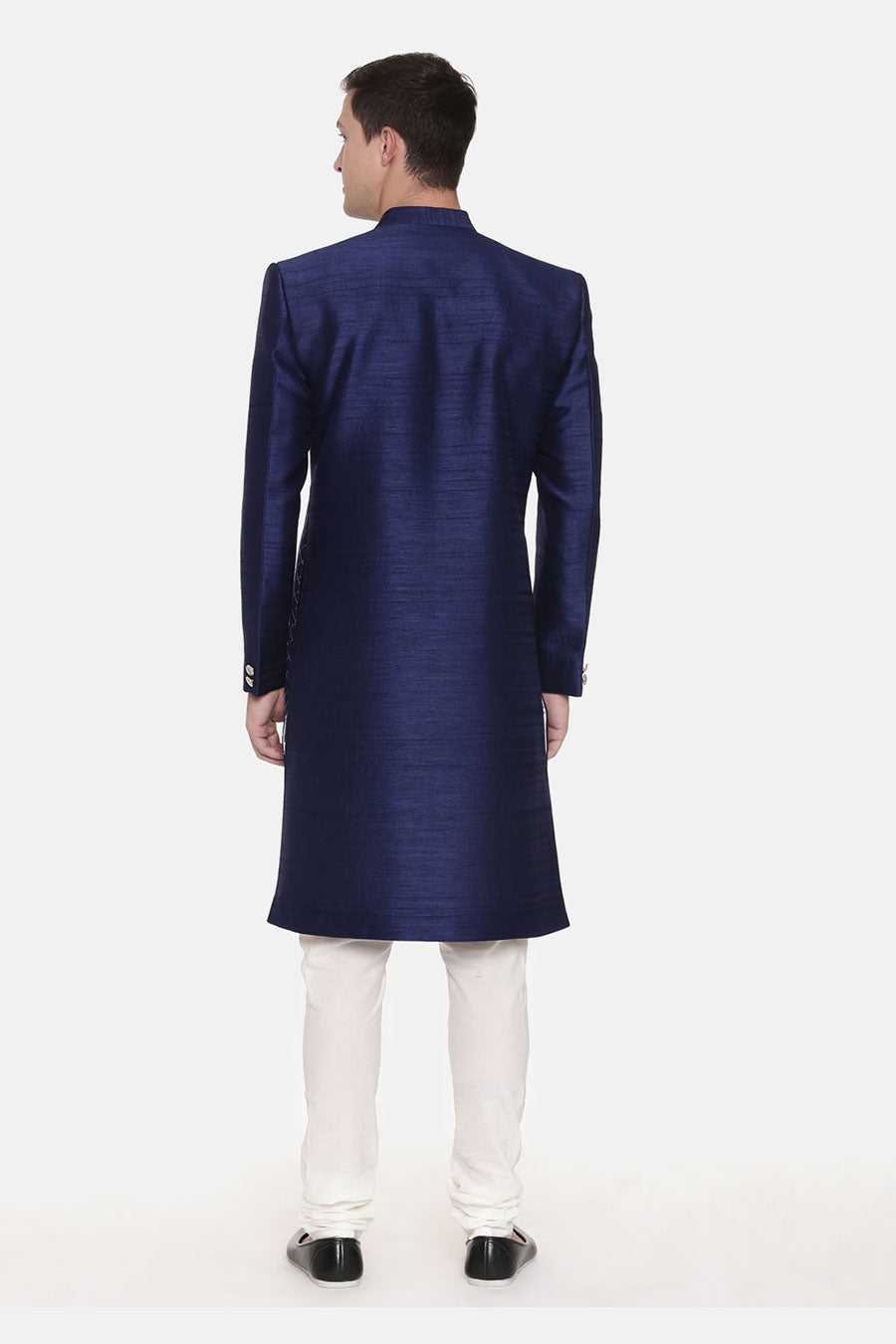 Navy Blue Embroidered Sherwani Set