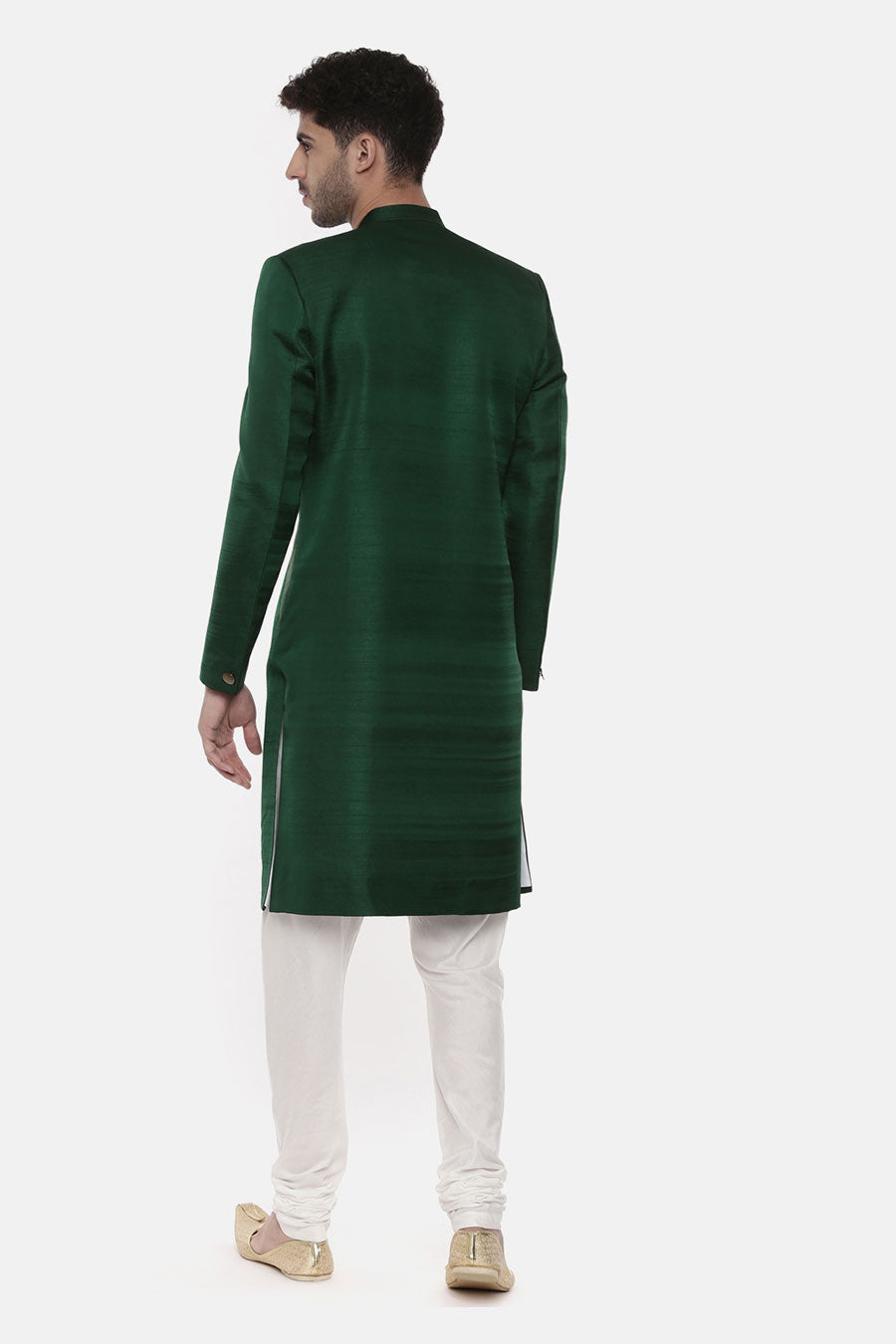 Green Stitch Detailed Sherwani Set