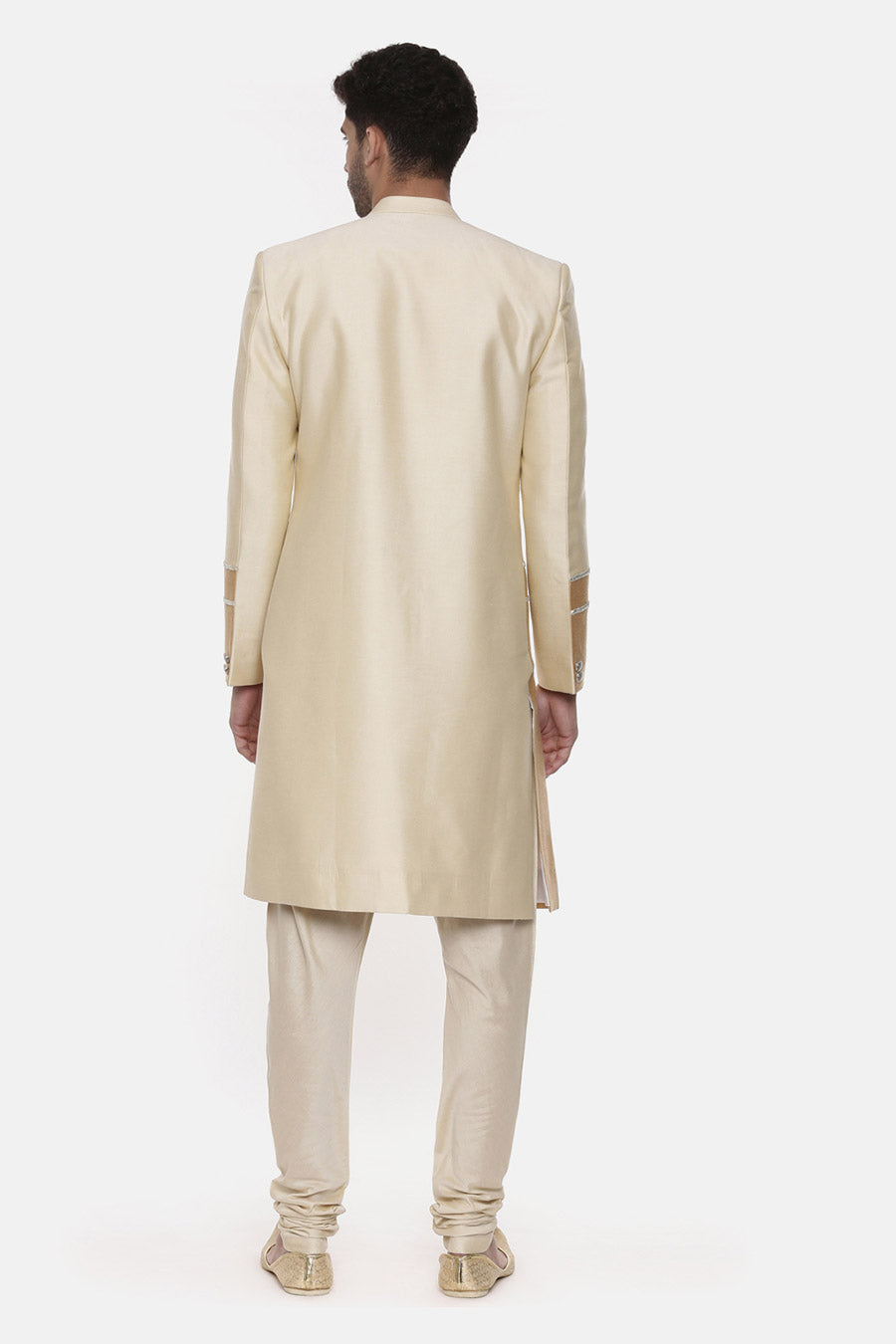 Gold & Beige Embellished Sherwani Set