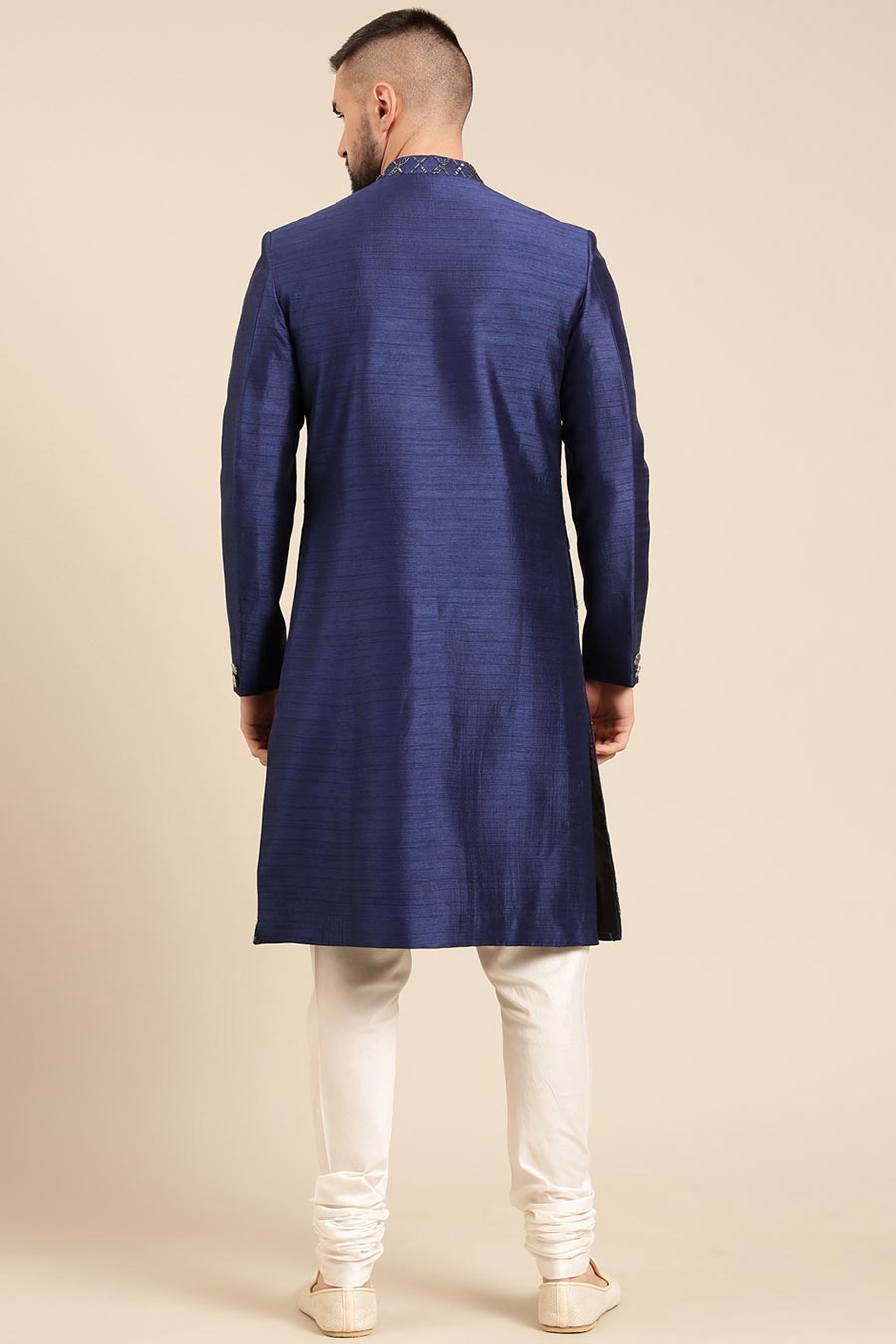 Blue Hand-Embroidered Sherwani Set