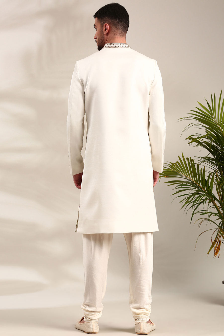 Ivory Embroidered Sherwani Set