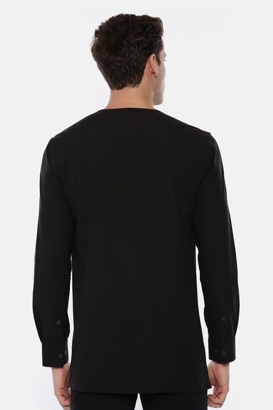 Black Green Panelled Short Kurta
