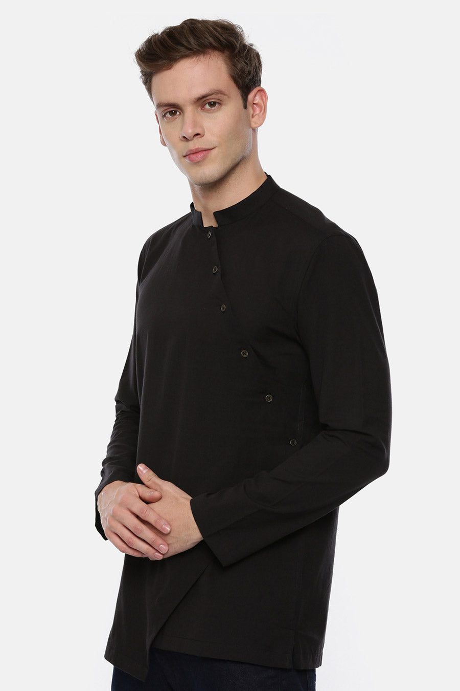 Black Panelled Short Kurta