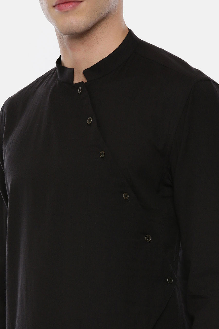 Black Panelled Short Kurta