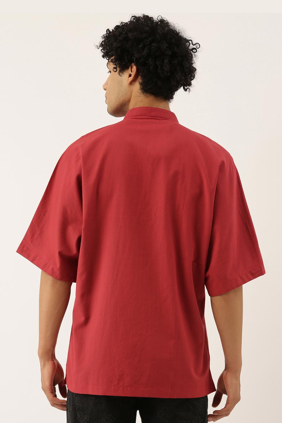Red Overlap Short Kurta