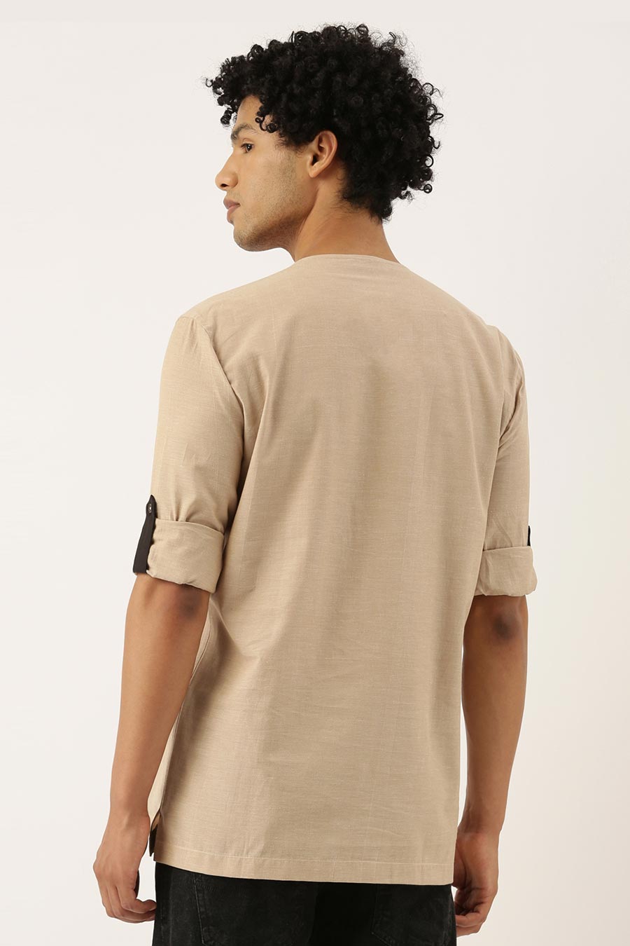 Beige & Black Short Kurta