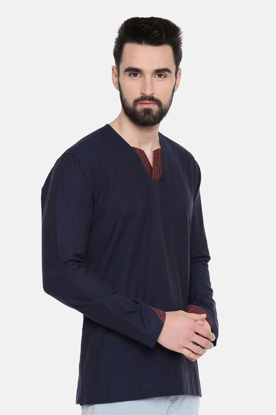 Blue Cotton Short Kurta