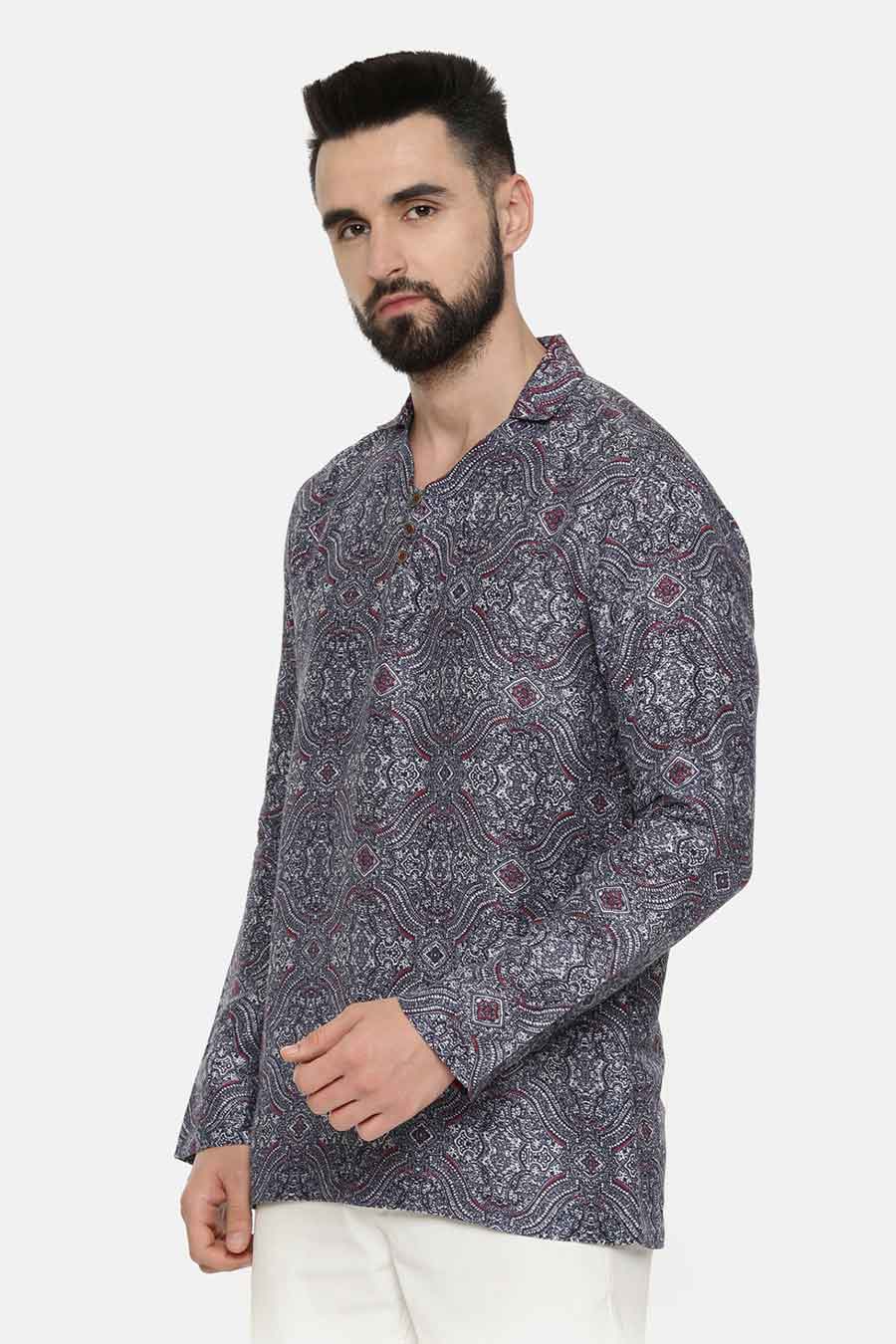 Blue Printed Short Kurta