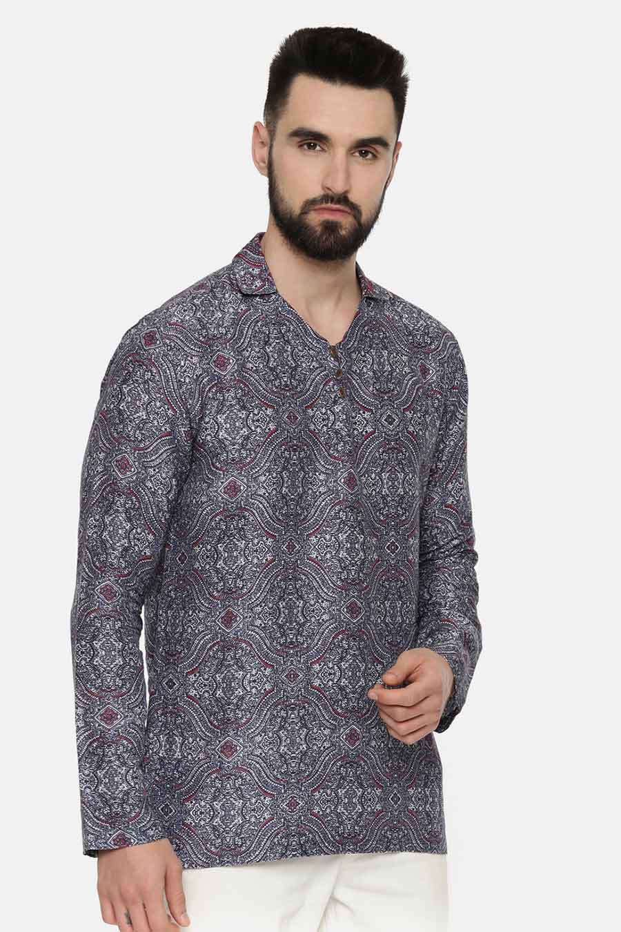 Blue Printed Short Kurta