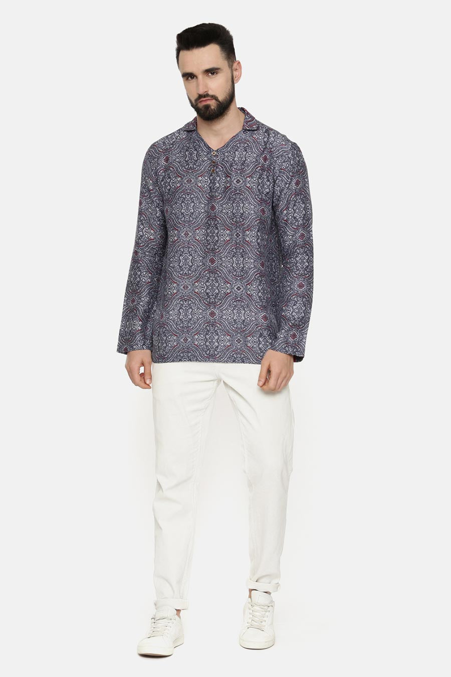 Blue Printed Short Kurta