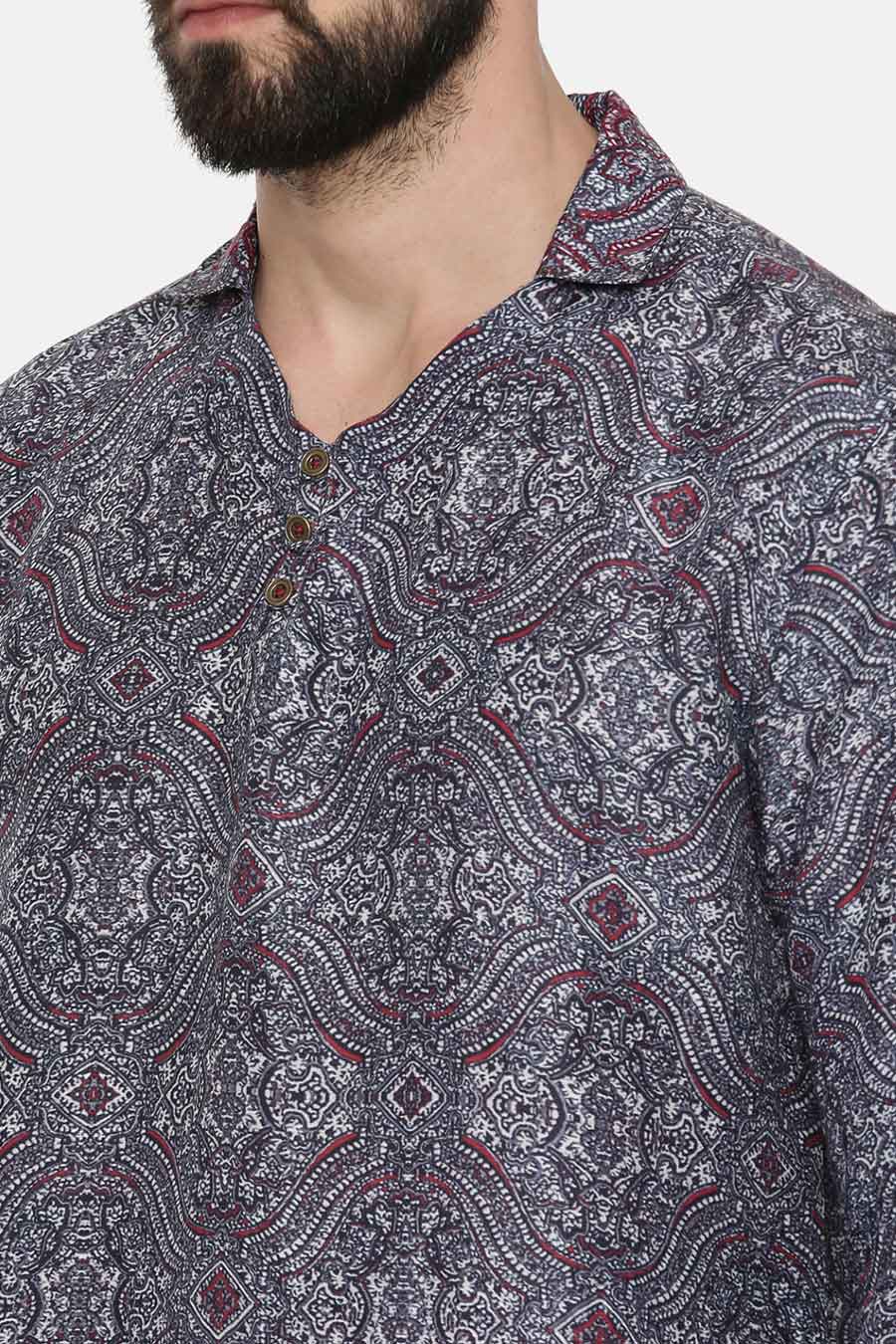 Blue Printed Short Kurta