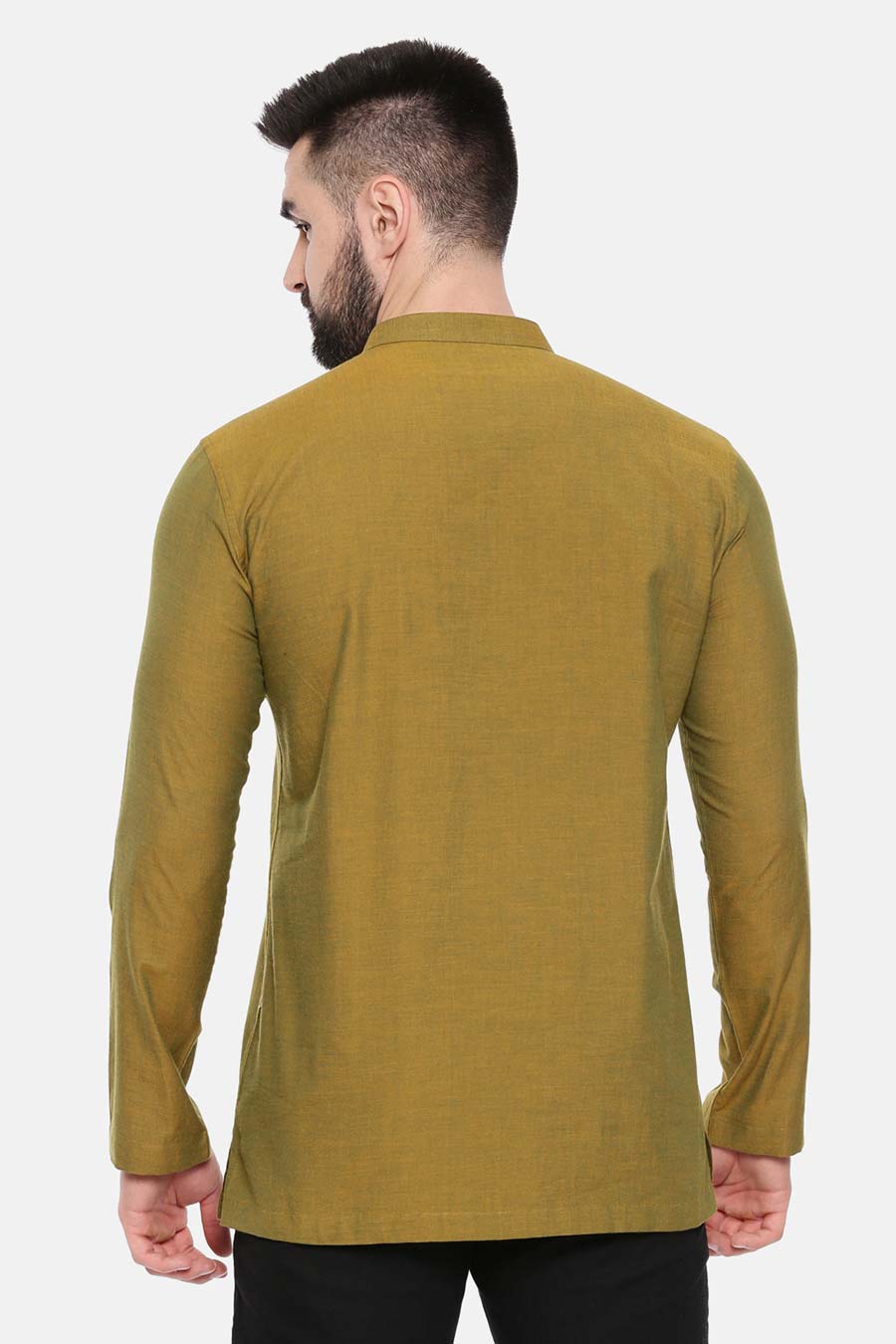 Mustard Green Zipper Short Kurta