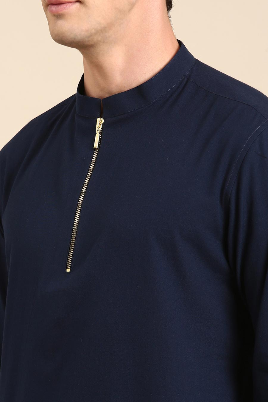Navy Blue Zipper Short Kurta
