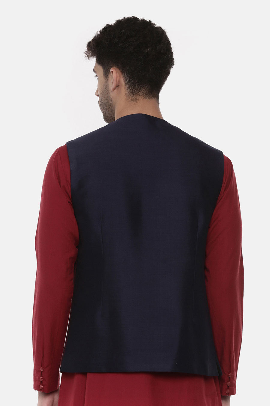 Blue Panelled Front Open Jacket