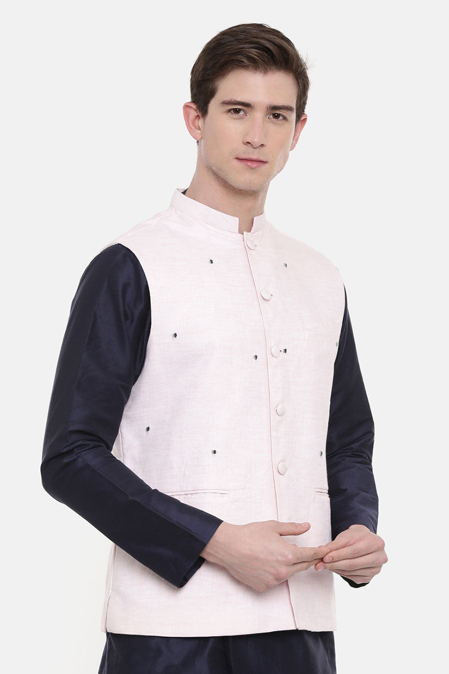 Baby Pink Embroidered Bandi Jacket