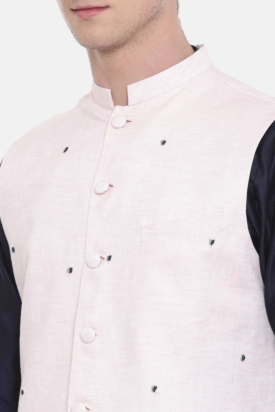 Baby Pink Embroidered Bandi Jacket