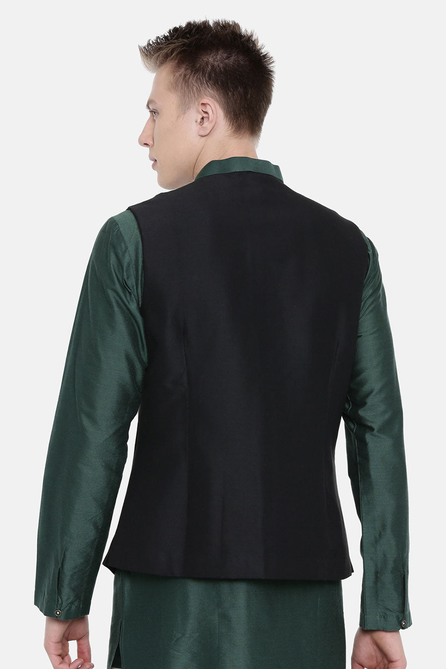 Green & Black Embellished Bandi Jacket