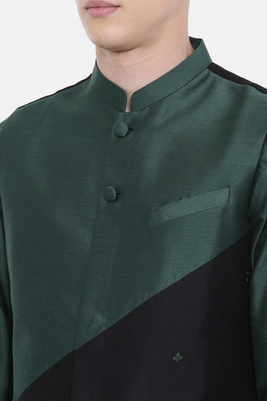 Green & Black Embellished Bandi Jacket