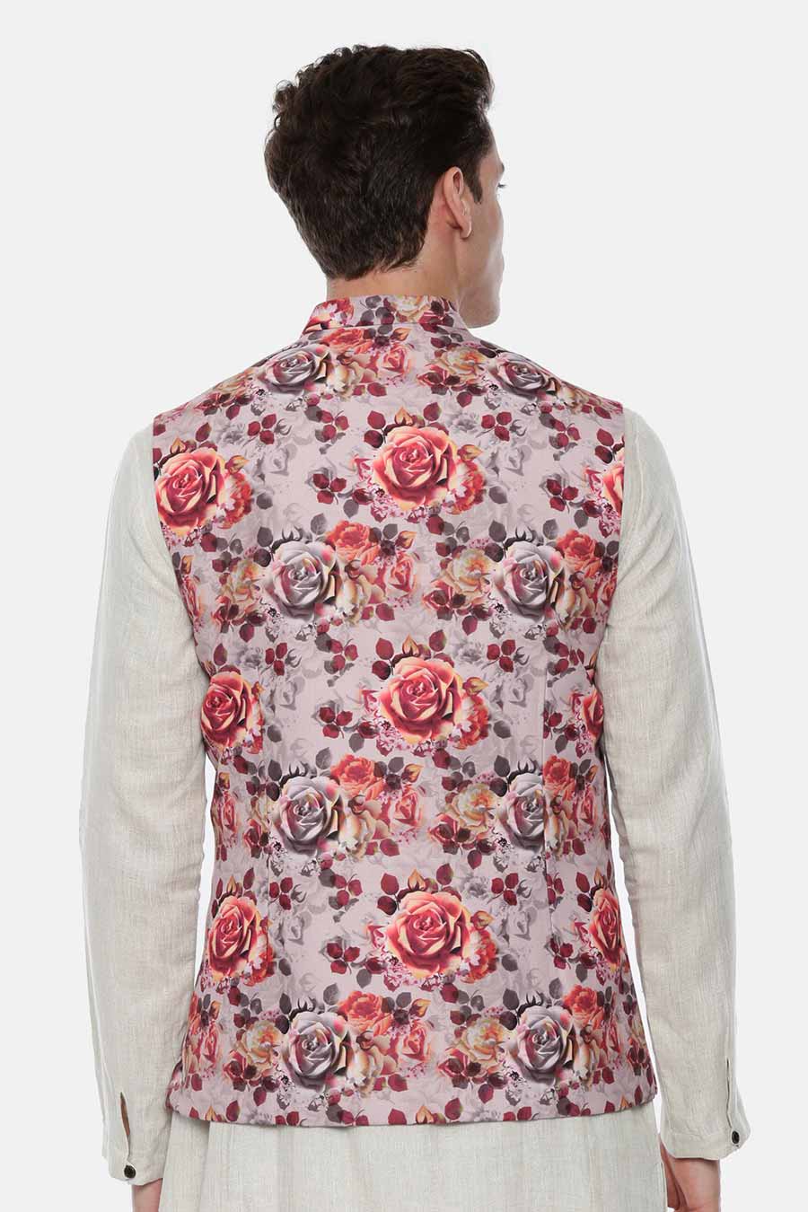 Pink Printed Bandi Jacket