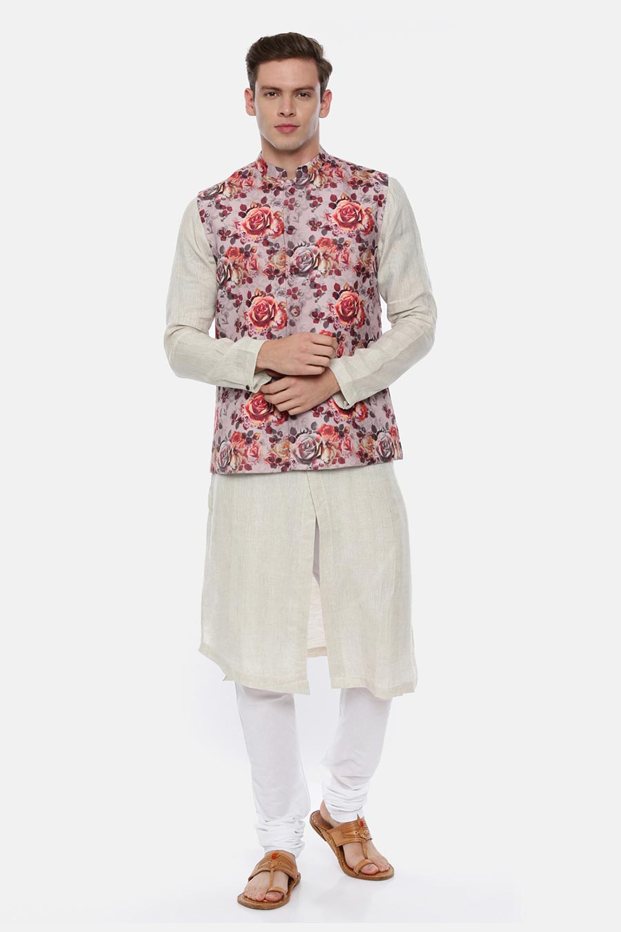 Pink Printed Bandi Jacket