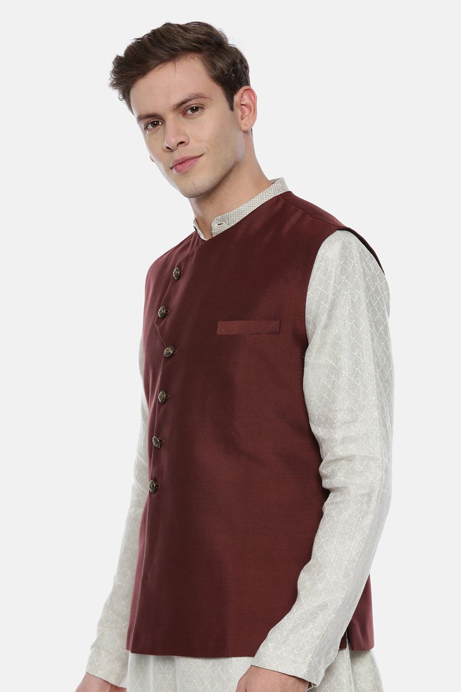 Brown Overlap Bandi Jacket